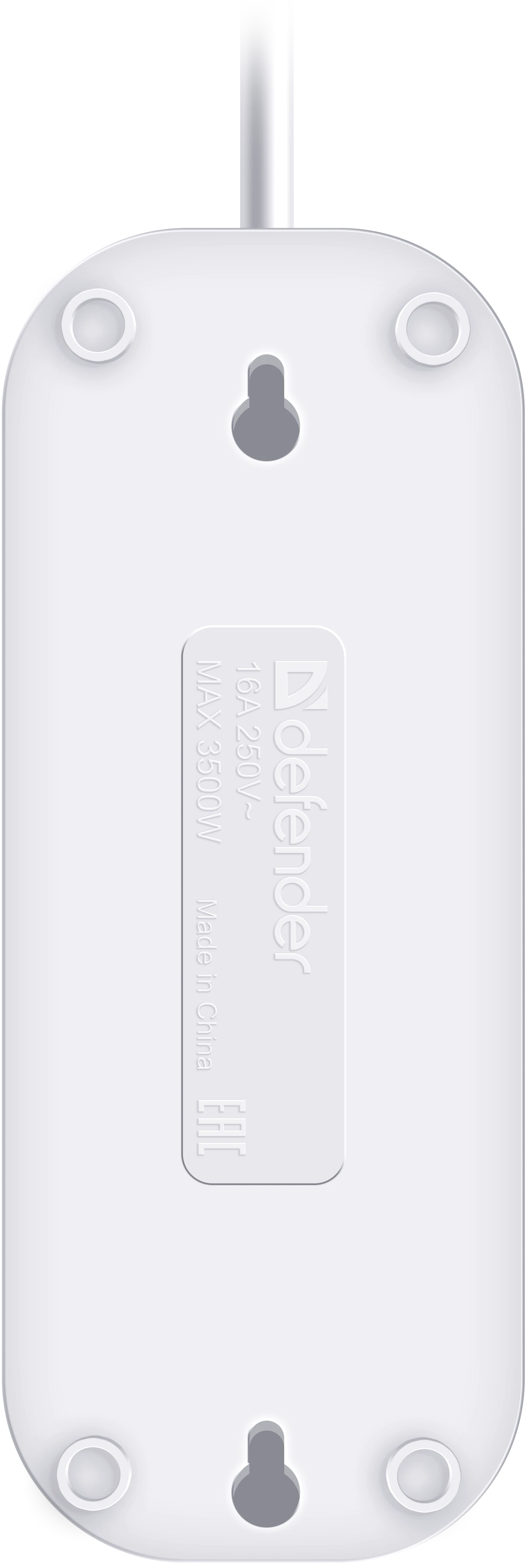 Удлинитель с заземлением Defender R330 16 А, 3 м, 3 розетки, белый (99372) фото