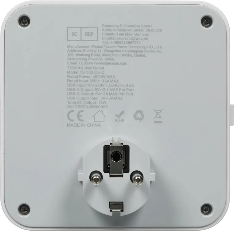 Сетевой фильтр Tessan TS-302-DE-C, Grey (TS-302-DE-C) фото