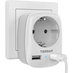 Сетевой фильтр Tessan TS-611-DE, 1 розетка, 2хUSB, Grey (TS-611-DE) фото
