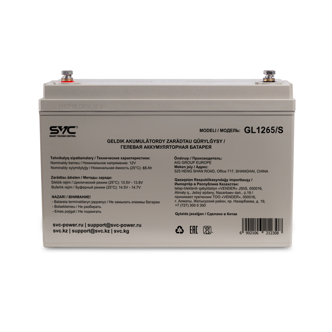 Аккумулятор для ИБП SVC GL1265/S, 65Ah/12V (GL1265/S) фото