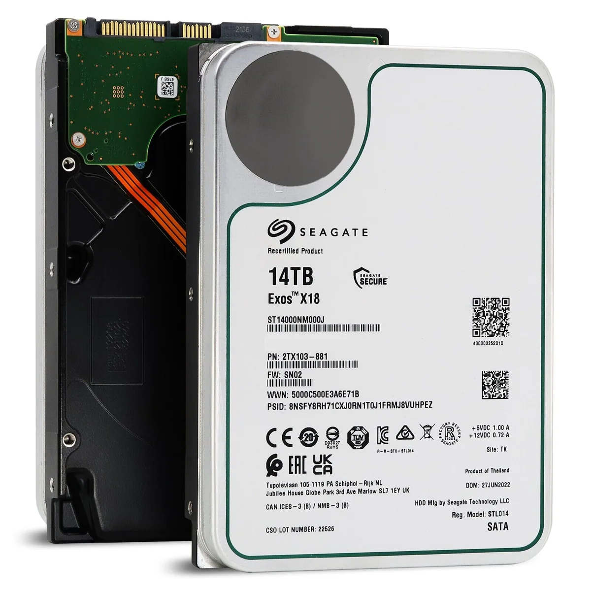 картинка Жёсткий диск HDD 14 Tb SATA 6Gb/s Seagate Exos X18 ST14000NM000J 3.5" 7200rpm 256Mb от магазина itmag.kz