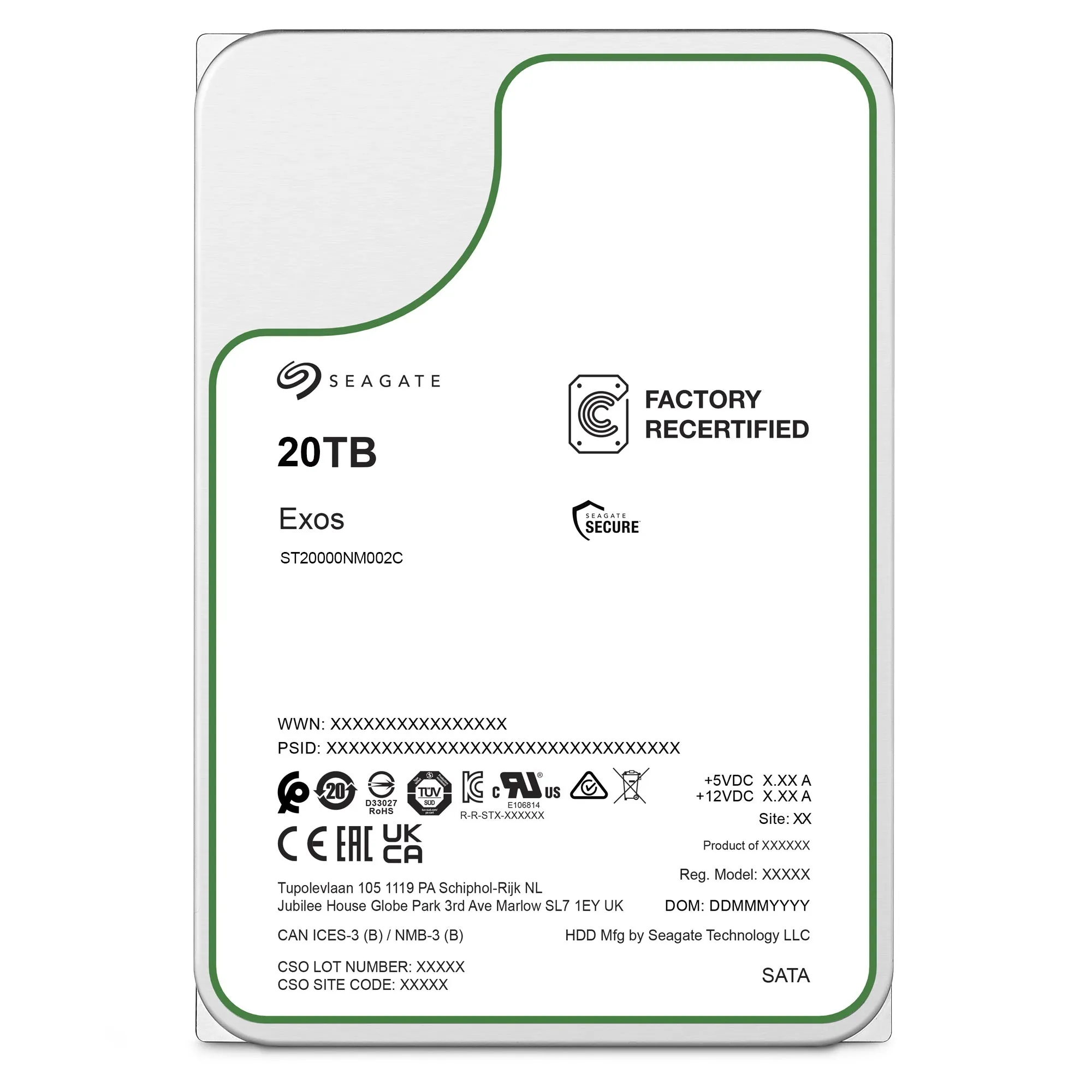 Корпоративный жесткий диск 20Tb Seagate EXOS X20 SATA3 3.5" (ST20000NM002C) фото