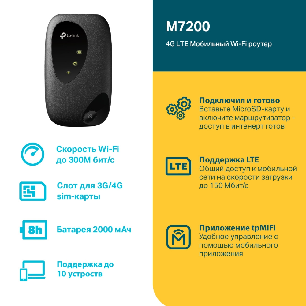 Маршрутизатор TP-Link M7200 (M7200(EU) V2.0/M7200(EU) V3.0) (M7200(EU) V2.0/M7200(EU) V3.0/M7200(EU) V4.0) фото