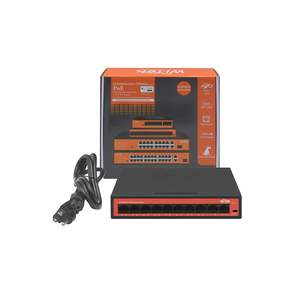 Коммутатор неуправляемый Wi-Tek PoE WI-PS210H  (WI-PS210H) фото