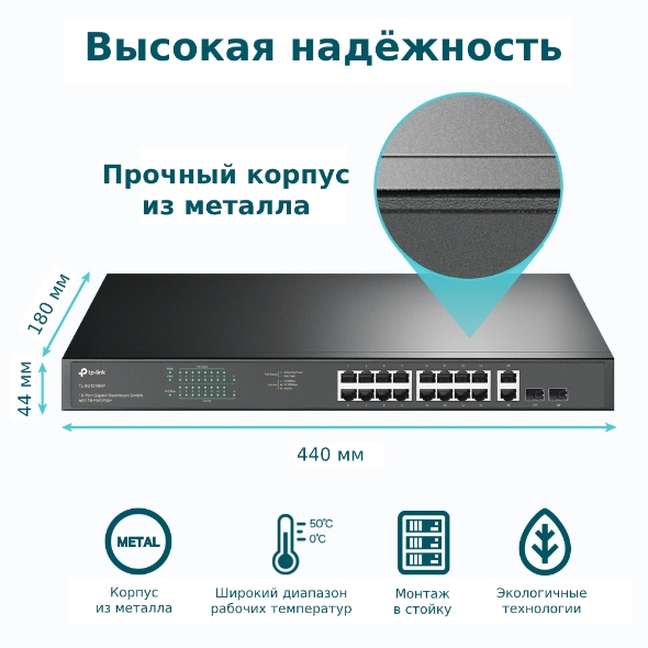 Коммутатор TP-Link TL-SG1218MP (TL-SG1218MP(UN) V5.0) фото
