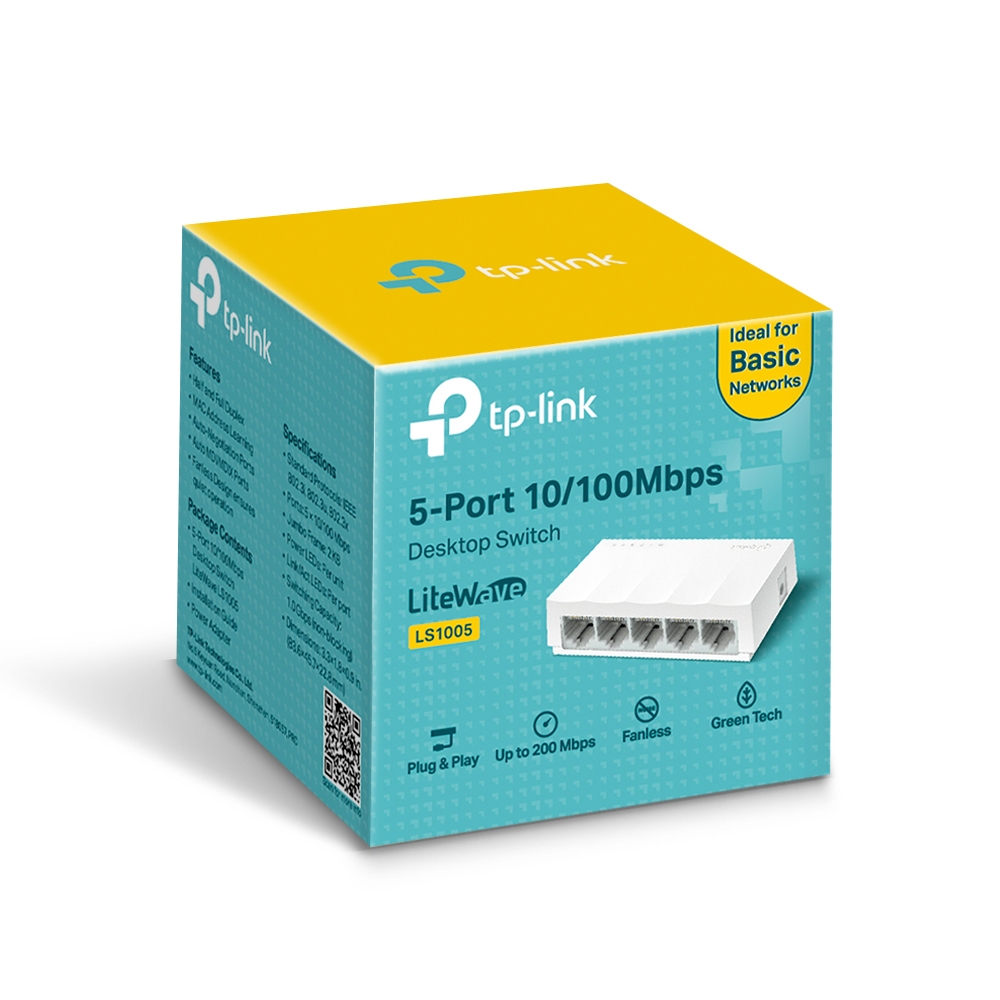 Коммутатор TP-Link LS1005 5-портовый 10/100 Мбит/с мини настольный коммутатор (LS1005) фото