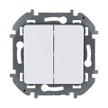 Выключатель двухклавишный Legrand Inspiria 673620 10 AX 250 В белый (673620) фото анонса каталога