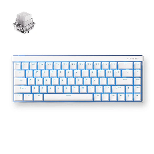 Клавиатура MCHOSE Ace 68 Hall Effect White, Ice Blue Magnetic Switch, Wired (MC-Ace68-15) фото