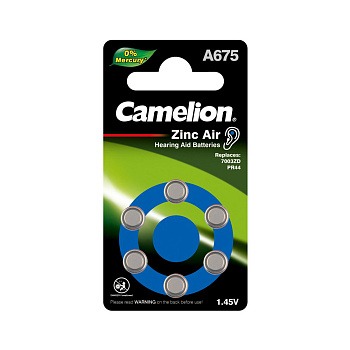 Батарейка CAMELION Zinc Air A675-BP6(0%Hg) 6 шт. в блистере (A675-BP6(0%Hg)) фото анонса каталога