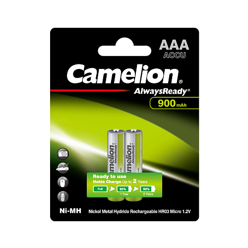 Аккумулятор CAMELION AlwaysReady Rechargeable Ni-MH NH-AAA900ARBP2 2 шт. в блистере (NH-AAA900ARBP2) фото