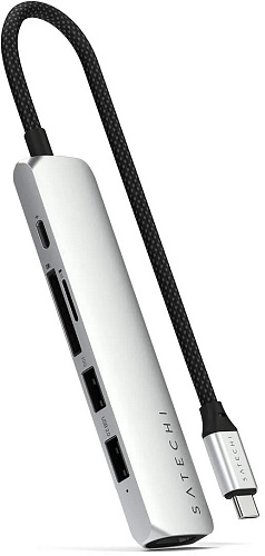 Картридер / USB-хаб Satechi 6-in-1 USB-C Slim Multiport Adapter - Silver (ST-P6SS) фото