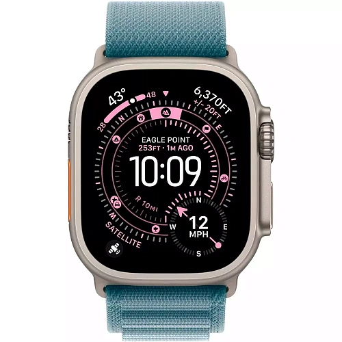 Смарт часы Apple Watch Ultra 3 GPS + Cellular 49mm Natural Titanium Case with Light Blue Alpine Loop - Large (MEWP4QR/A) фото