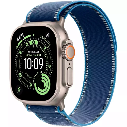 Смарт часы Apple Watch Ultra 3 GPS + Cellular 49mm Natural Titanium Case with Blue/Bright Blue Trail Loop - M/L (MEWU4QR/A) фото