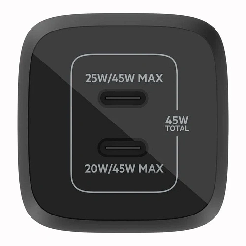 45W PD PPS Dual USB-C GaN Charger Black (WCH011vfBK) фото