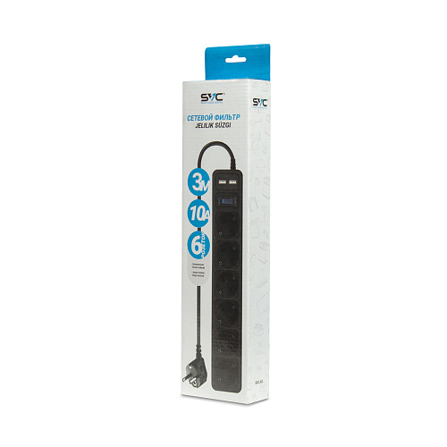 Сетевой фильтр SVC ZC6S-30M-USB 3 м.  (ZC6S-30M-USB) фото