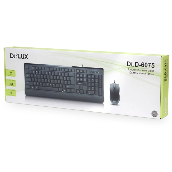 картинка Клавиатура Delux DLD-6075, Black, + мышь (DLD-6075) от магазина itmag.kz