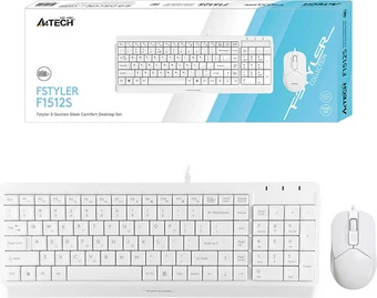 картинка Клавиатура A4Tech Fstyler F1512S, White, Wired, Multimedia, 1200dpi, USB + мышь от магазина itmag.kz
