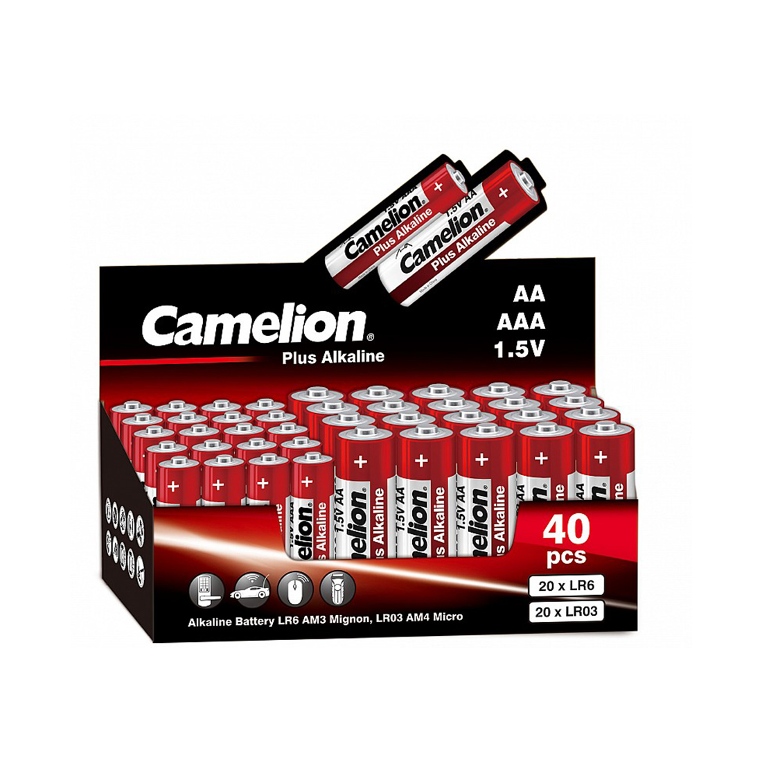 картинка Батарейка CAMELION Plus Alkaline 20LR6+20LR03-SP4-CB 40 шт. в упак. от магазина itmag.kz