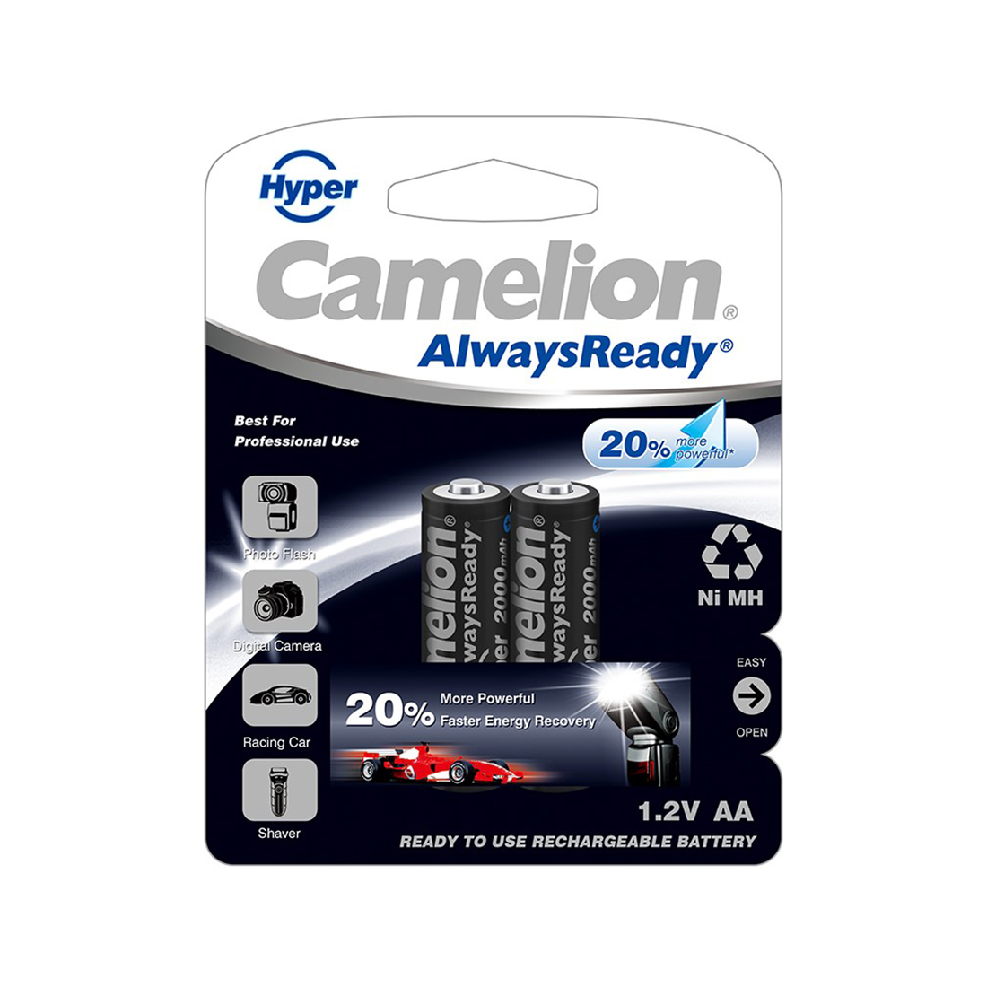 картинка Аккумулятор CAMELION AlwaysReady "Hyper" Rechargeable Ni-MH NH-AA2000HPBP2 2 шт. в блистере от магазина itmag.kz