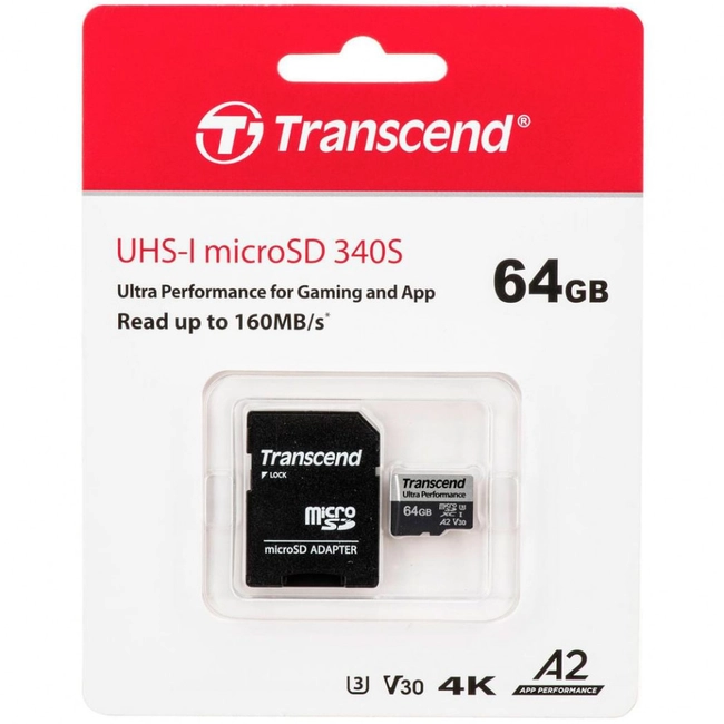 картинка Карта памяти MicroSD 64GB Class 10 U3 Transcend TS64GUSD340S от магазина itmag.kz