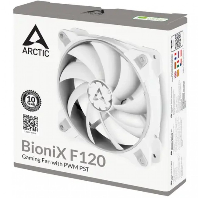 картинка Кулер для корпуса ARCTIC BioniX F120 (Grey/White), ACFAN00164A, 12cm, 200-1800rpm, 4Pin, Fluid Dyn. от магазина itmag.kz