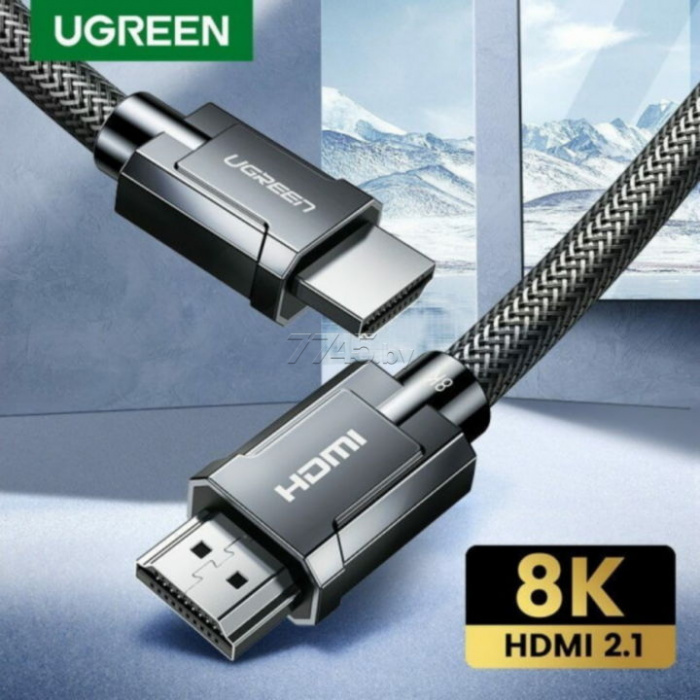 картинка Кабель Ugreen HD135 HDMI M/M Round Cable Zinc Alloy Shell Braided, 3m, Gray, 80602 от магазина itmag.kz