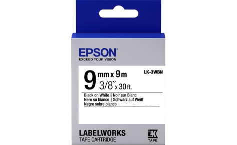 картинка Картридж с лентой Epson C53S653003,LK-3WBN, 9мм, белая/черная, 9м от магазина itmag.kz