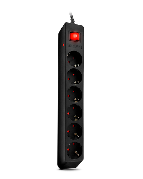 картинка Сетевой фильтр SVEN Surge Protector Optima 1,8 m (6 sockets) black, color box от магазина itmag.kz